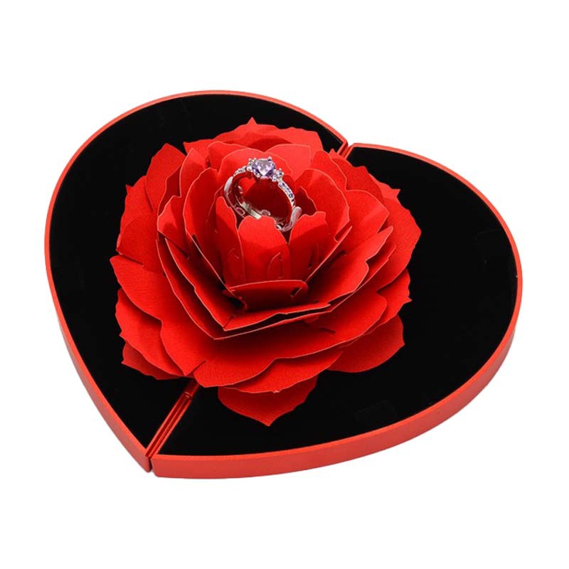 Heart Shape Rose Ring Box Valentine Day Gift.