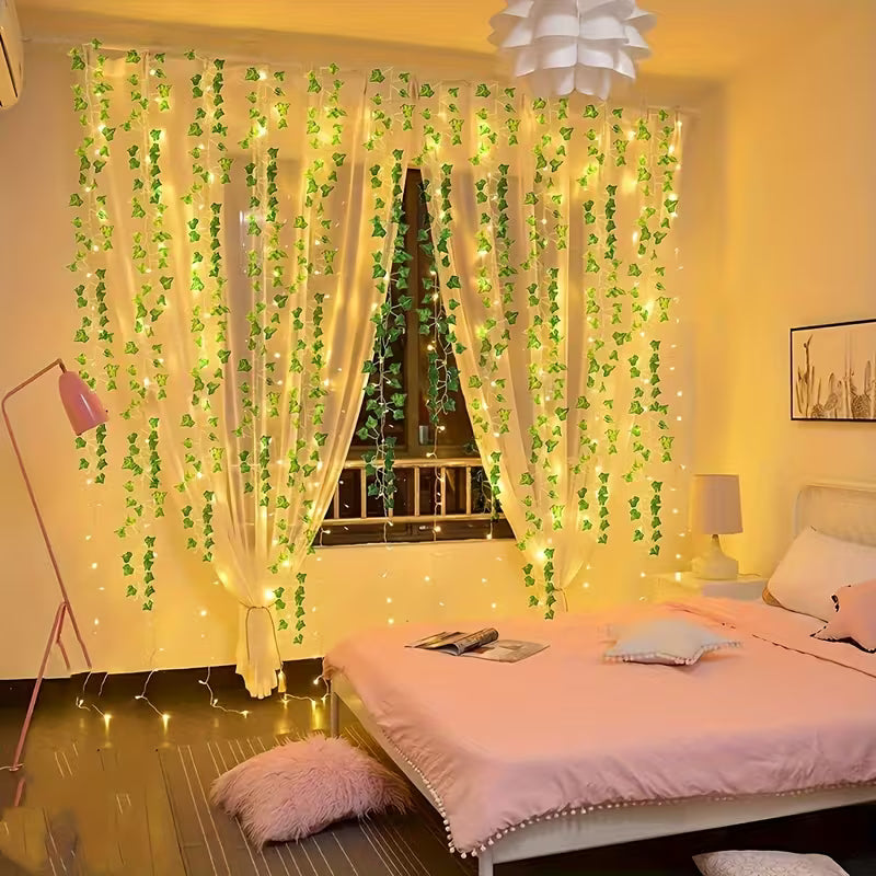 Artificial Plant Leaves with Fairy Lights