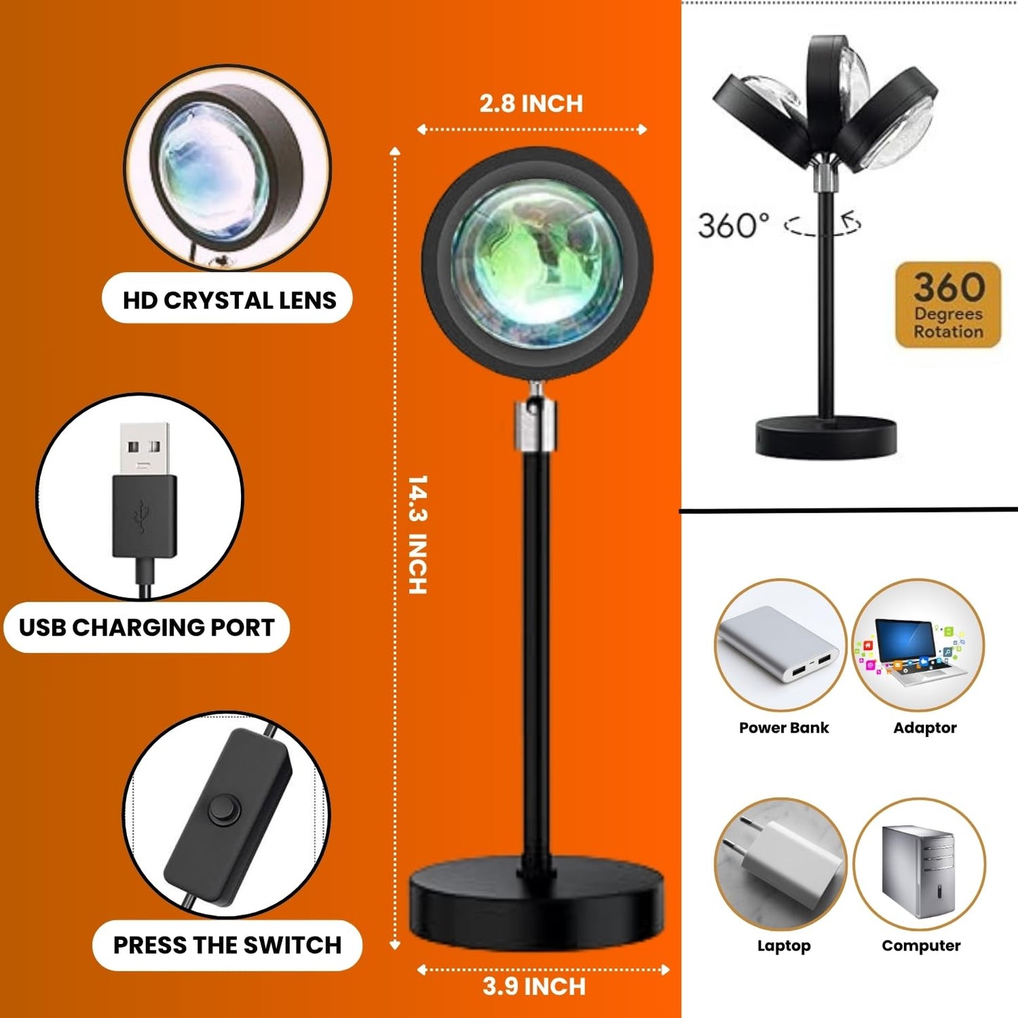 16 Colors Changing Sunset Lamp.