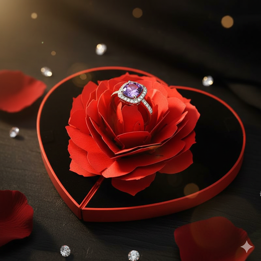 Heart Shape  Rose Ring Box Valentine Day Gift.