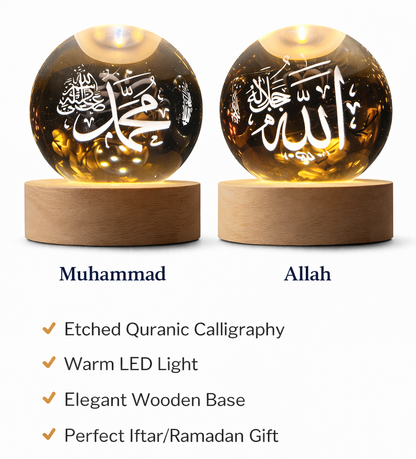 LED Islamic lamp featuring Allah and Muhammad, perfect for Ramadan home decoration